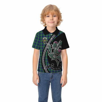 Douglas Family Crest Tartan Kid Polo Shirt Alba Thistle Inspired - Tartan Vibes Clothing