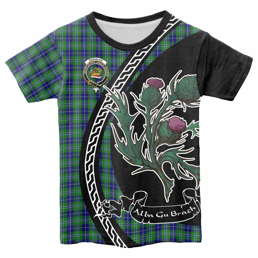 Douglas Family Crest Tartan Kid T-shirt Alba Thistle Inspired - Tartan Vibes Clothing