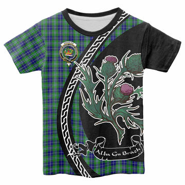 Douglas Family Crest Tartan Kid T-shirt Alba Thistle Inspired - Tartan Vibes Clothing