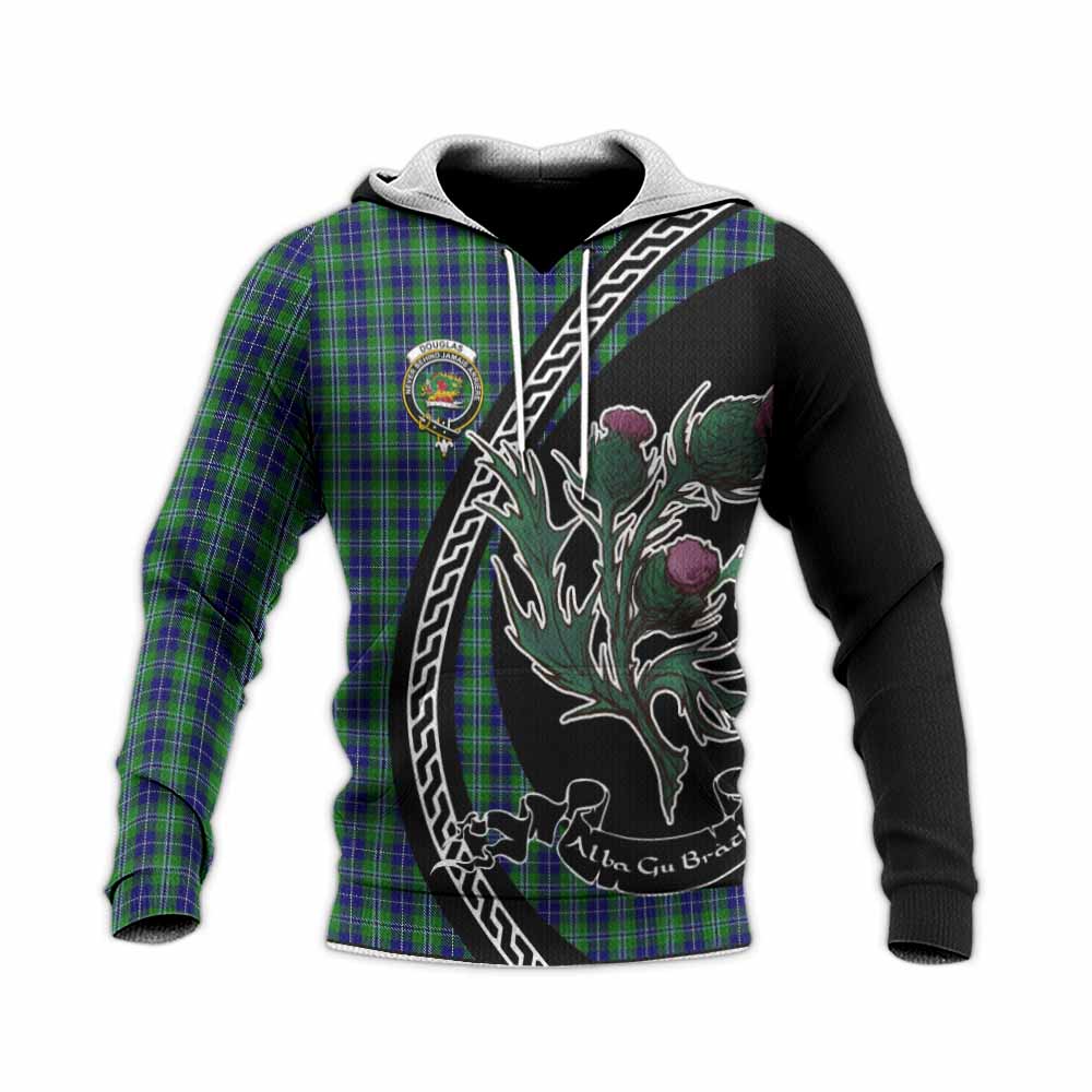 Douglas Family Crest Tartan Knitted Hoodie Alba Thistle Inspired - Tartan Vibes Clothing