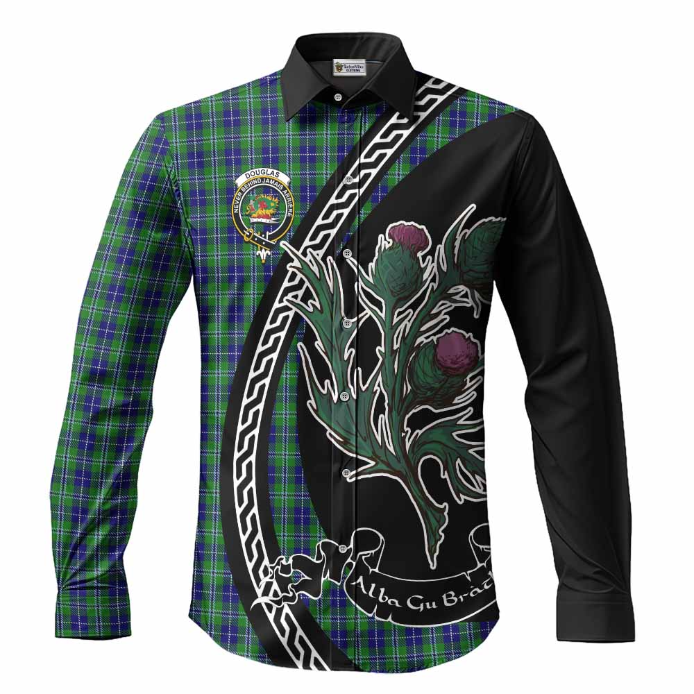 Douglas Family Crest Tartan Long Sleeve Button Shirts Alba Thistle Inspired - Tartan Vibes Clothing