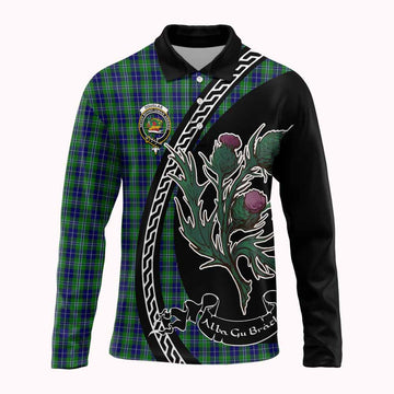 Douglas Family Crest Tartan Long Sleeve Polo Shirt Alba Thistle Inspired