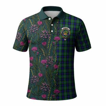 Douglas Family Crest Tartan Polo Shirt Scottish Thistle Flower Pattern Half Style - Tartan Vibes Clothing