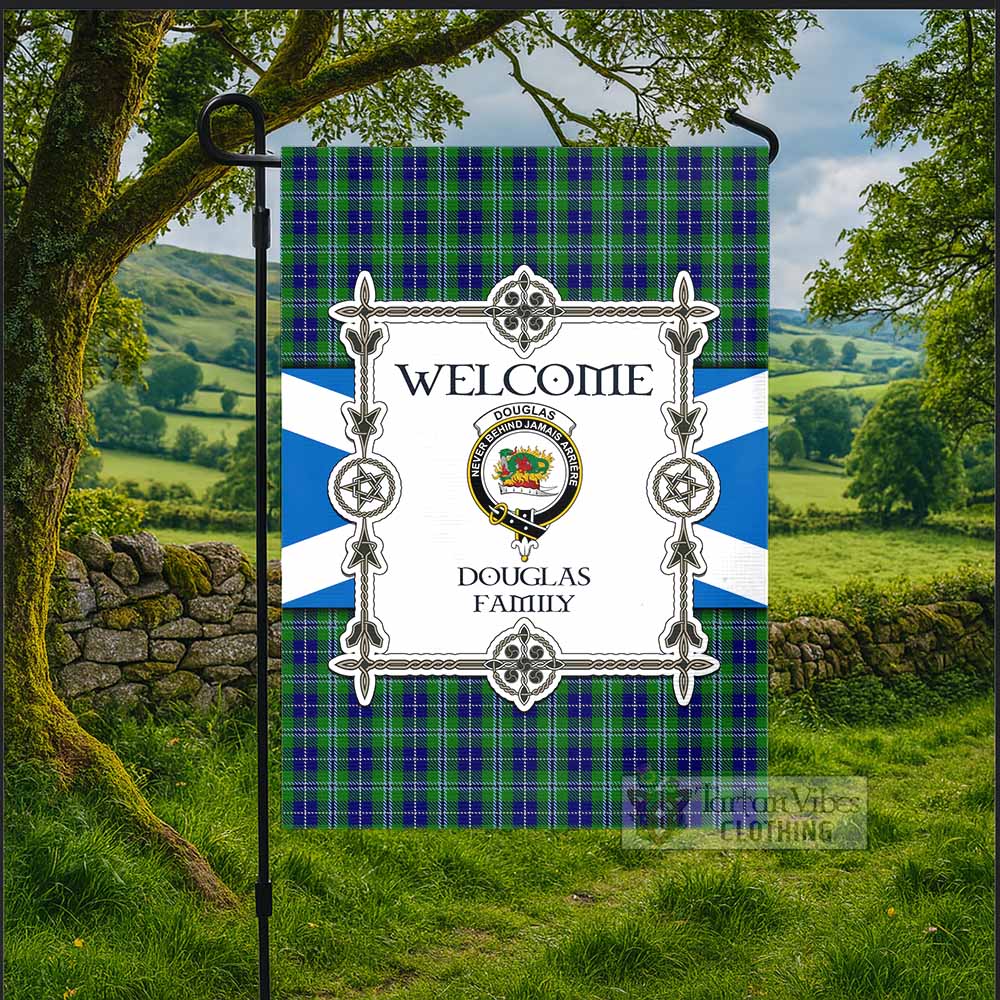 Douglas Family Crest Tartan Welcome Garden Flag Saltire Harmony Style - Tartan Vibes Clothing