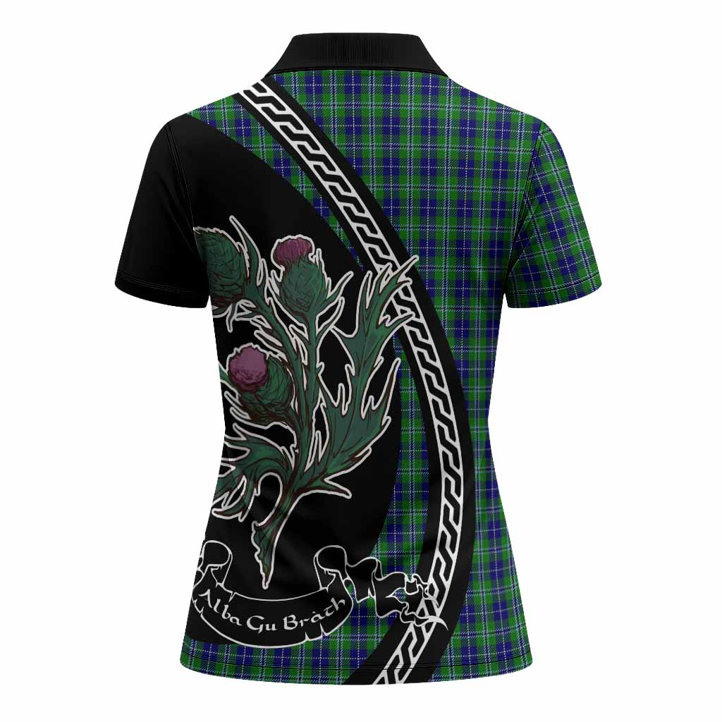 Douglas Family Crest Tartan Women Polo Shirt Alba Thistle Inspired - Tartan Vibes Clothing