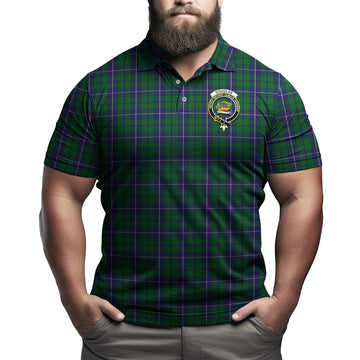 Douglas Green Tartan Men's Polo Shirt with Family Crest