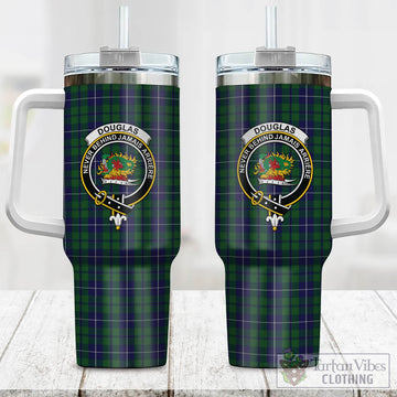 Douglas Green Tartan and Family Crest Tumbler with Handle