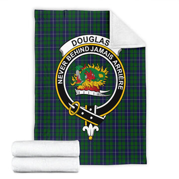 Douglas Green Tartan Blanket with Family Crest