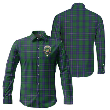 Douglas Green Tartan Long Sleeve Button Up Shirt with Family Crest