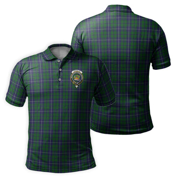 Douglas Green Tartan Men's Polo Shirt with Family Crest