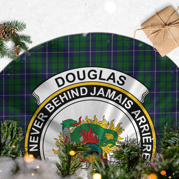 Douglas Green Tartan Christmas Tree Skirt with Family Crest