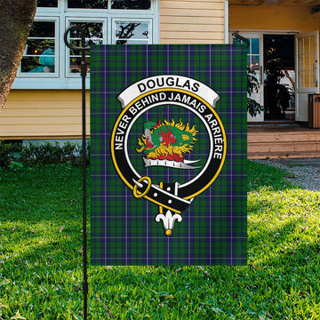 Douglas Green Tartan Flag with Family Crest