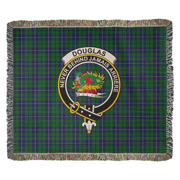 Douglas Green Tartan Woven Blanket with Family Crest