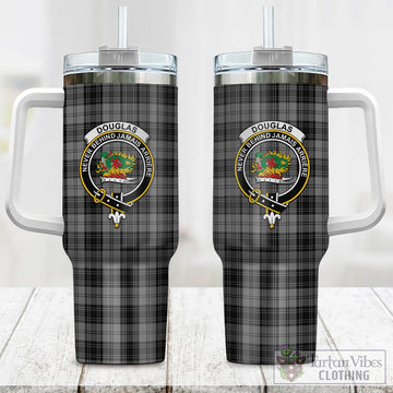 Douglas Grey Tartan and Family Crest Tumbler with Handle
