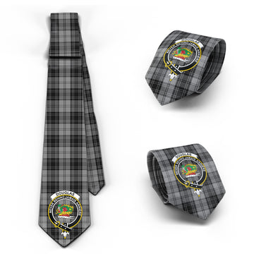 Douglas Grey Tartan Classic Necktie with Family Crest