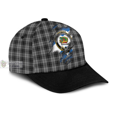 Douglas Grey Tartan Classic Cap with Family Crest In Me Style