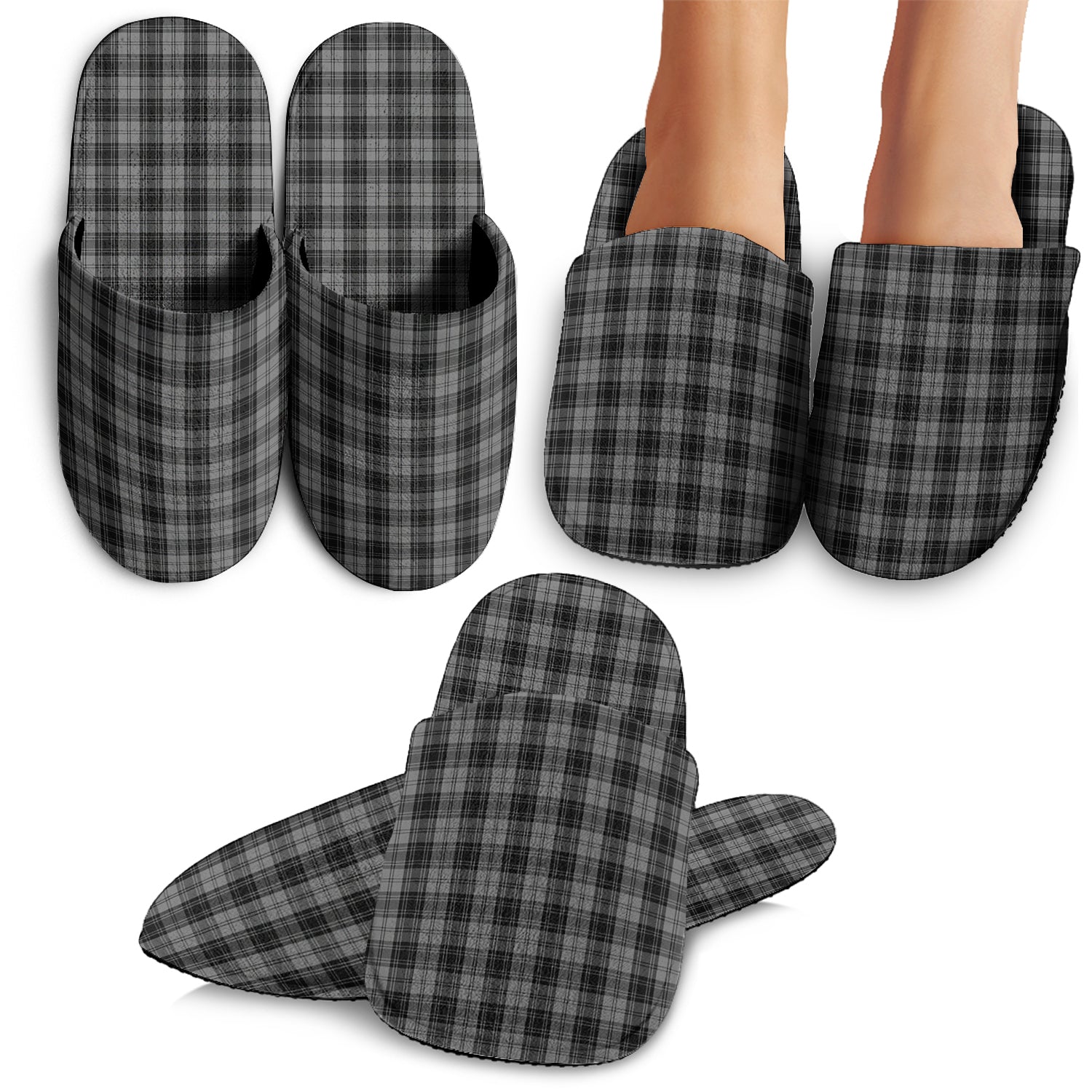 Douglas Grey Tartan Home Slippers - Tartanvibesclothing