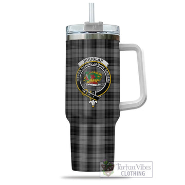 Douglas Grey Tartan and Family Crest Tumbler with Handle
