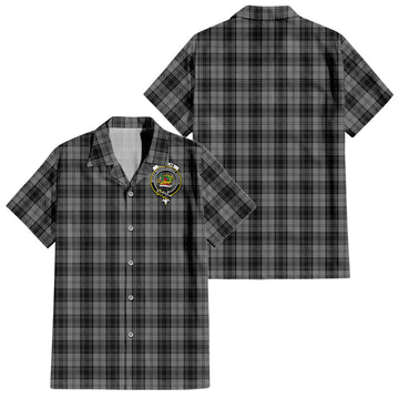 douglas-grey-tartan-short-sleeve-button-down-shirt-with-family-crest