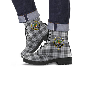 Douglas Grey Modern Tartan Leather Boots with Family Crest