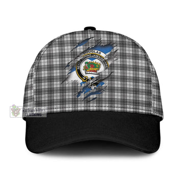 Douglas Grey Modern Tartan Classic Cap with Family Crest In Me Style