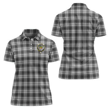 douglas-grey-modern-tartan-polo-shirt-with-family-crest-for-women