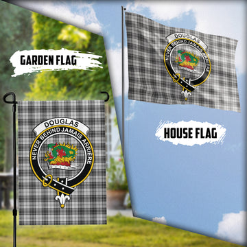 Douglas Grey Modern Tartan Flag with Family Crest
