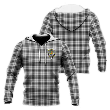 Douglas Grey Modern Tartan Knitted Hoodie with Family Crest