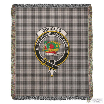 Douglas Grey Modern Tartan Woven Blanket with Family Crest