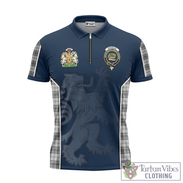 Douglas Grey Modern Tartan Zipper Polo Shirt with Family Crest and Lion Rampant Vibes Sport Style