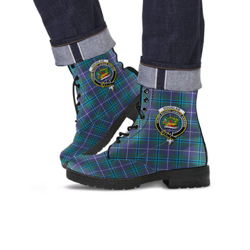 Douglas Modern Tartan Leather Boots with Family Crest