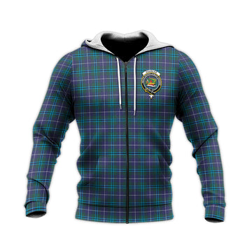 Douglas Modern Tartan Knitted Hoodie with Family Crest