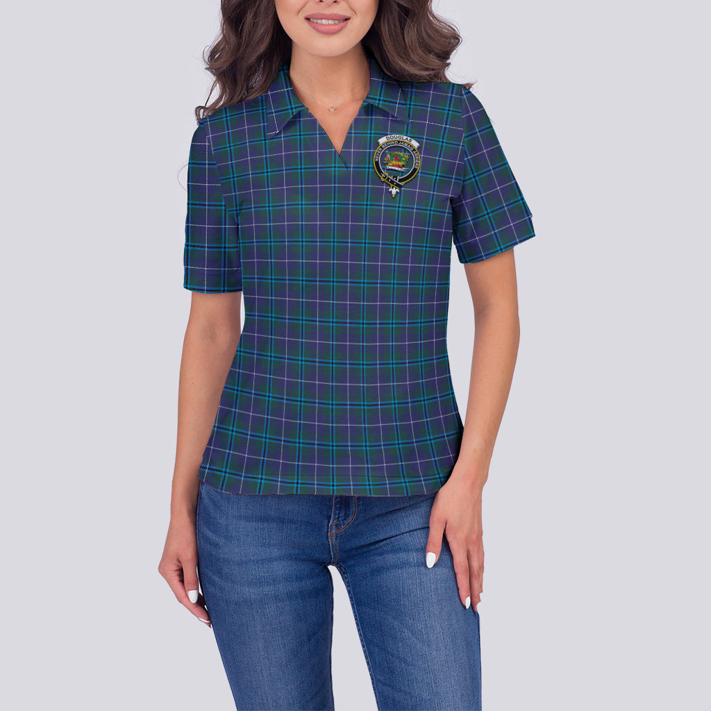 douglas-modern-tartan-polo-shirt-with-family-crest-for-women
