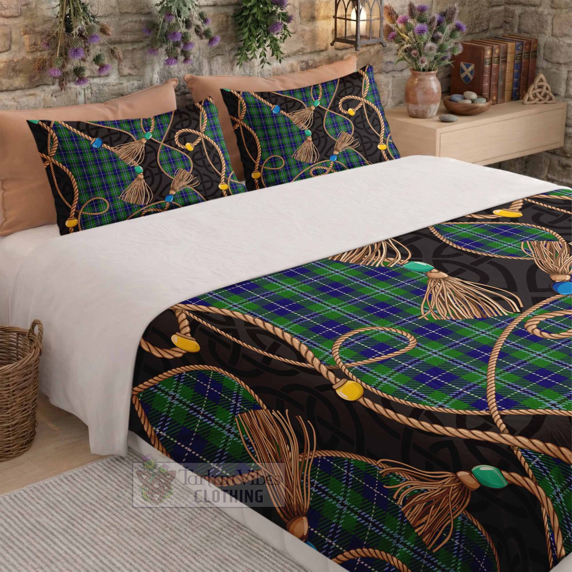 Douglas Scottish Tartan Twisted Ropes Stylized Bedding Set - Tartan Vibes Clothing