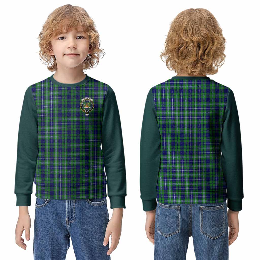 Douglas Tartan Accent Kid Knitted Sweatshirt with Family Crest