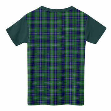 Douglas Tartan Accent Kid T-shirt with Family Crest