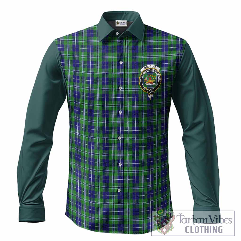 Douglas Tartan Accent Long Sleeve Button Shirts with Family Crest