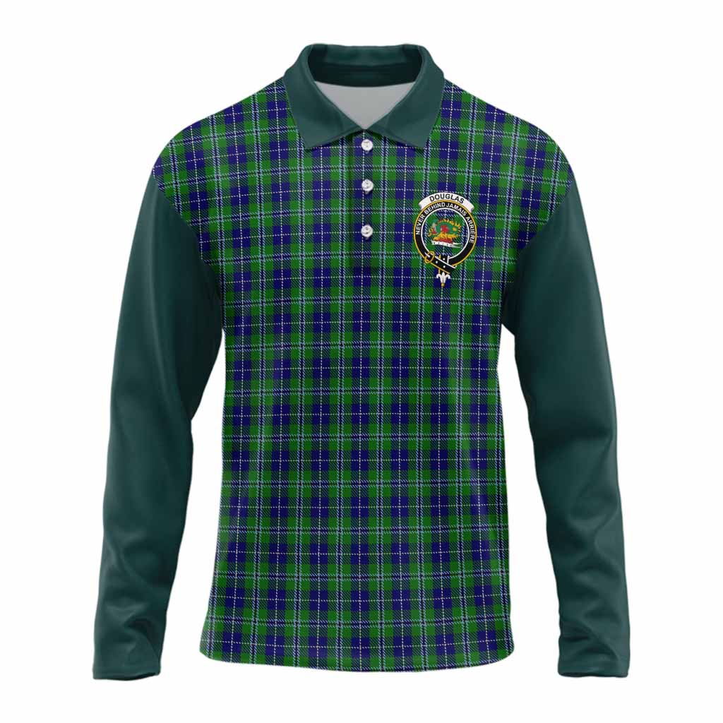 Douglas Tartan Accent Long Sleeve Polo Shirt with Family Crest
