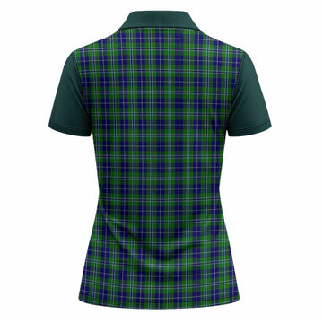 Douglas Tartan Accent Women Polo Shirt with Family Crest