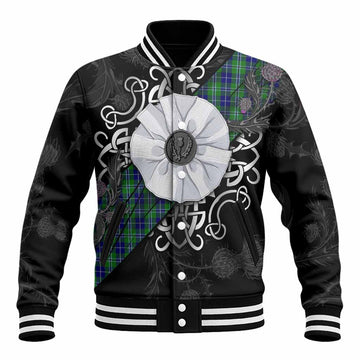 Douglas Tartan Baseball Jacket Jacobite White Rose Unisex - Tartan Vibes Clothing