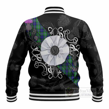 Douglas Tartan Baseball Jacket Jacobite White Rose - Tartan Vibes Clothing