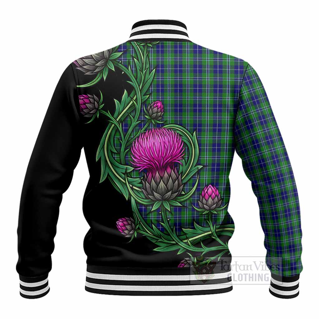 Douglas Tartan Baseball Jacket Resilient Scottish Thistle - Tartan Vibes Clothing
