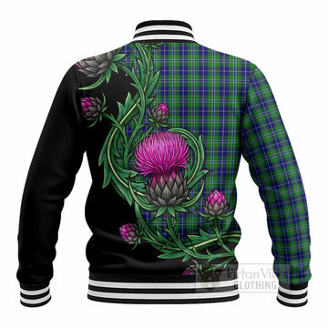 Douglas Tartan Baseball Jacket Resilient Scottish Thistle - Tartan Vibes Clothing