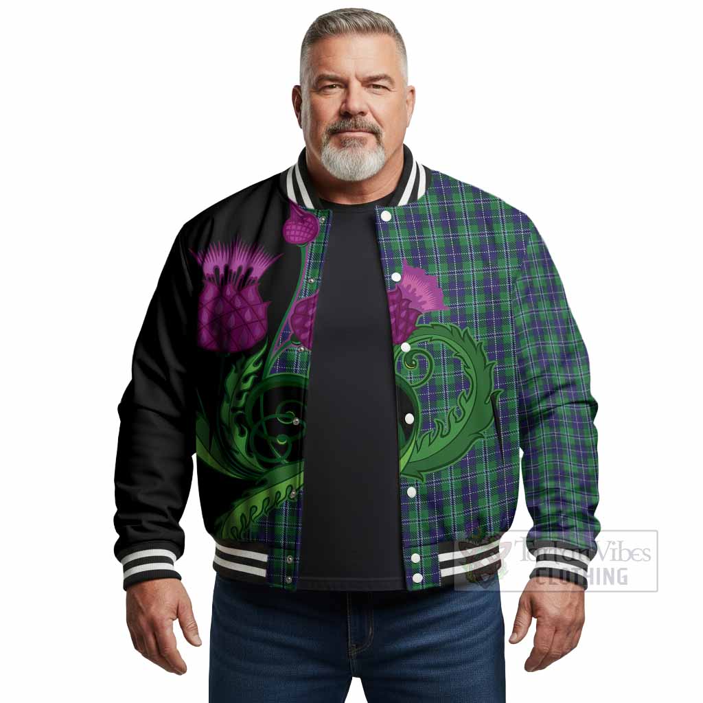 Douglas Tartan Baseball Jacket Traditional Scottish Thistle