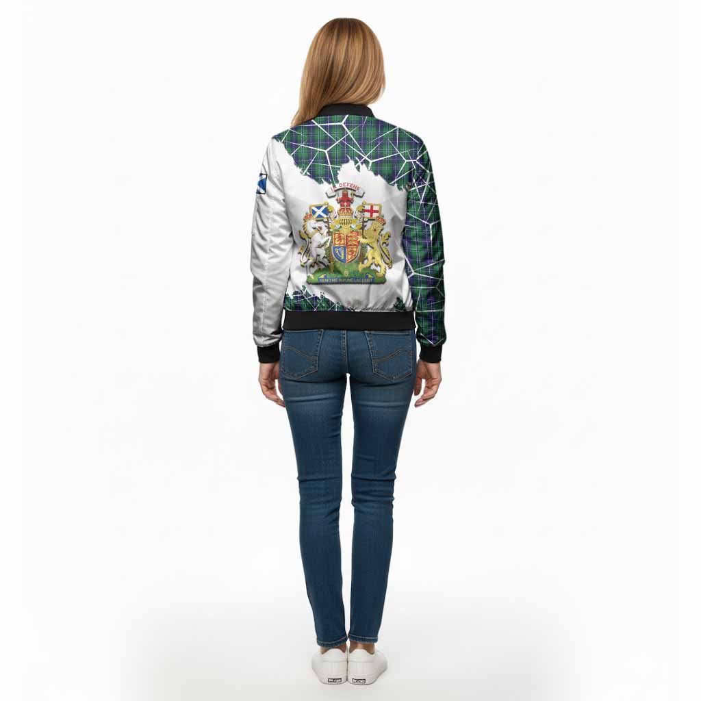 Douglas Tartan Bomber Jacket with Family Crest and Lion Rampant Grunge Style