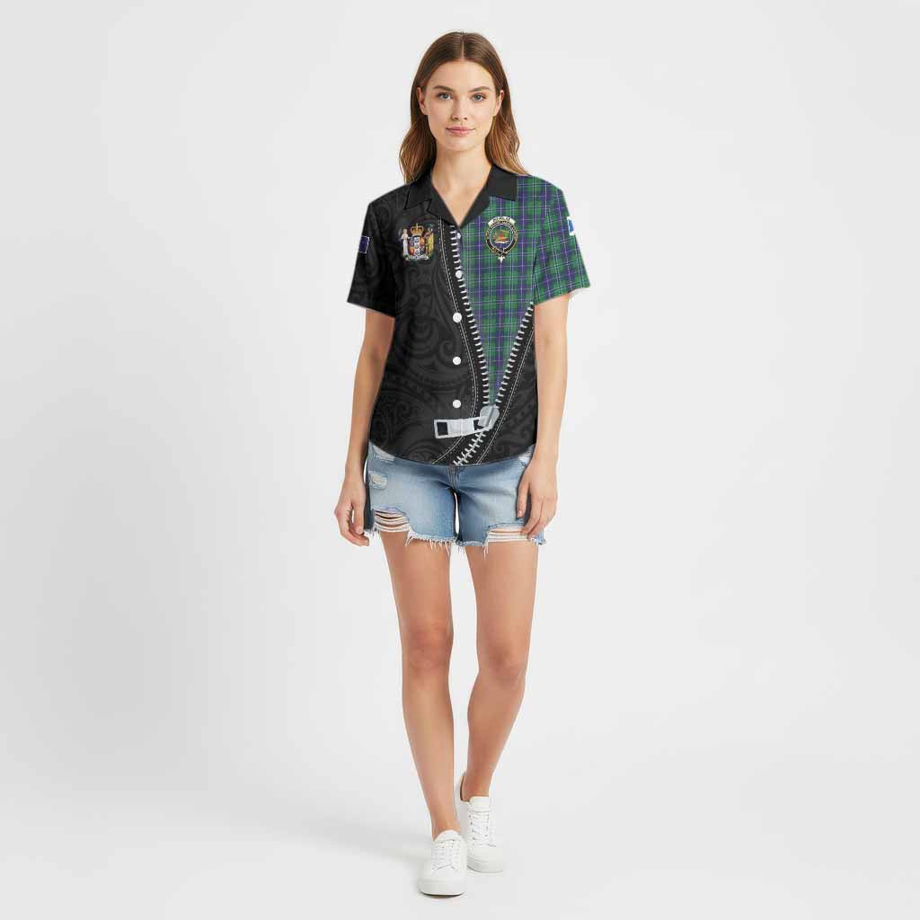 Douglas Tartan Cotton Hawaiian Shirt New Zealand Pattern Unique Zipper Stylized