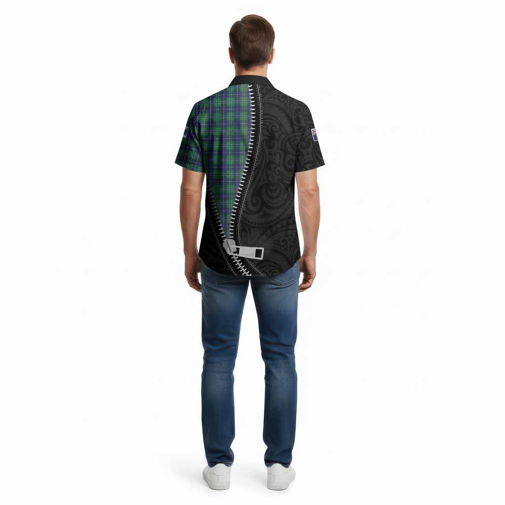 Douglas Tartan Cotton Hawaiian Shirt New Zealand Pattern Unique Zipper Stylized