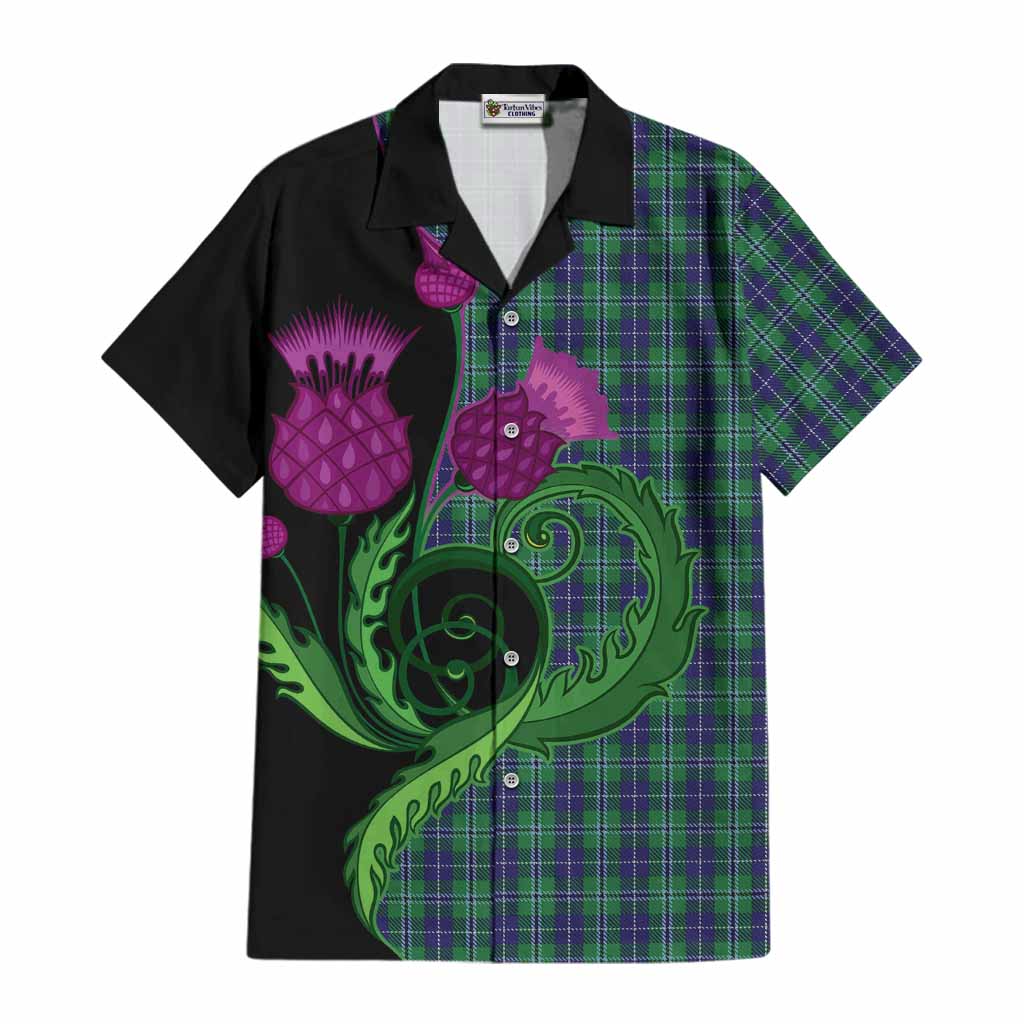 Douglas Tartan Cotton Hawaiian Shirt Traditional Scottish Thistle
