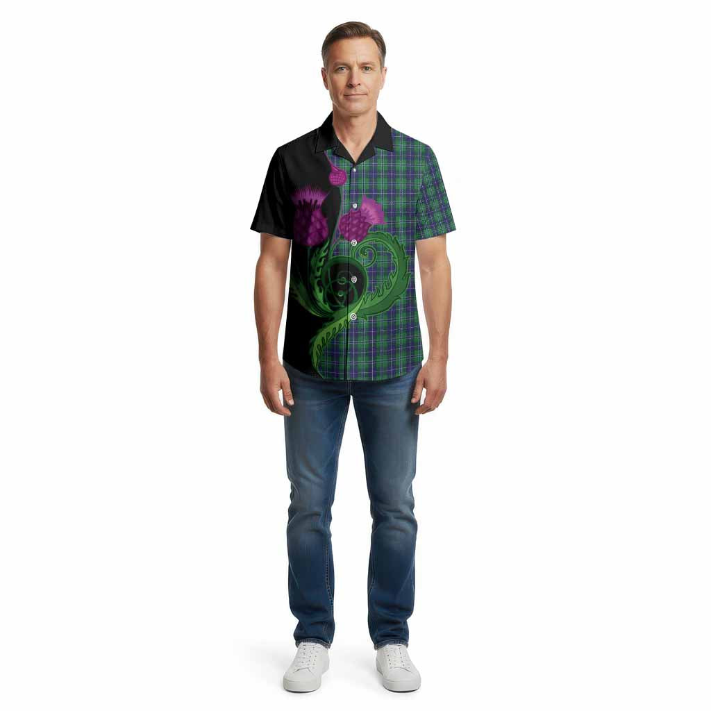 Douglas Tartan Cotton Hawaiian Shirt Traditional Scottish Thistle