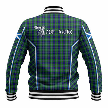 Douglas Tartan Crest Baseball Jacket Scotland Coat of Arm Flag Style